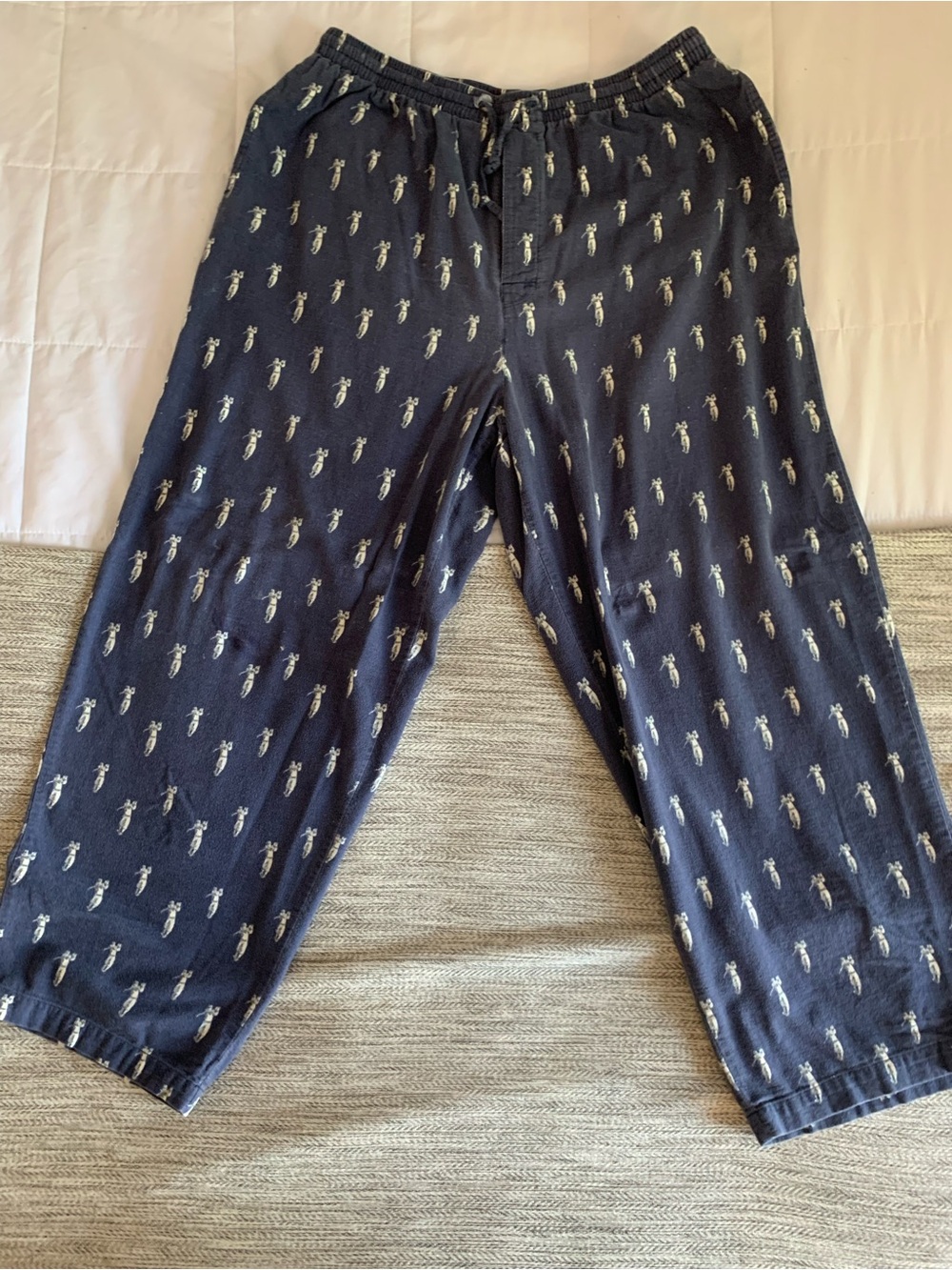 Nautica Navy Sleepwear Pants with Cream Seahorse Detail